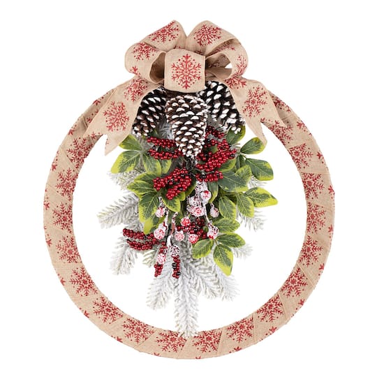 Haute Decor 18&#x22; Homespun Snowflake Wreath 